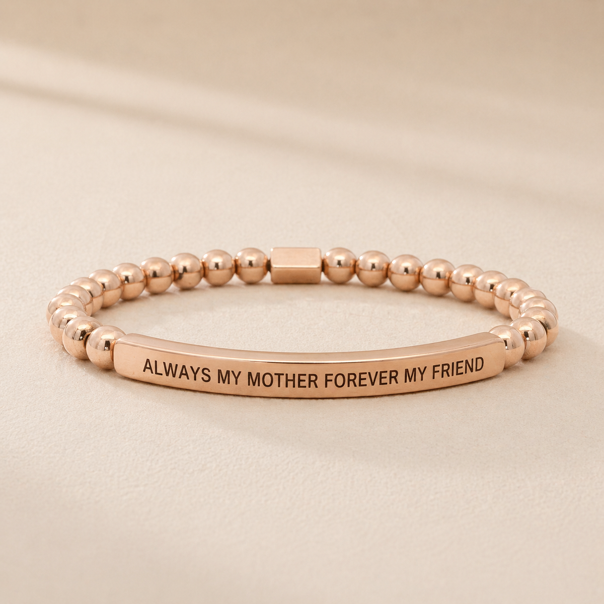 Rose gold bracelet with engraved message