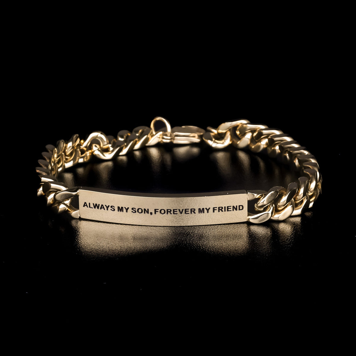 engraved gold chain bracelet for men