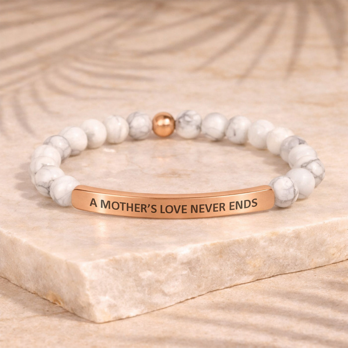 A Mother’s Love Never Ends inspirational gemstone bracelet