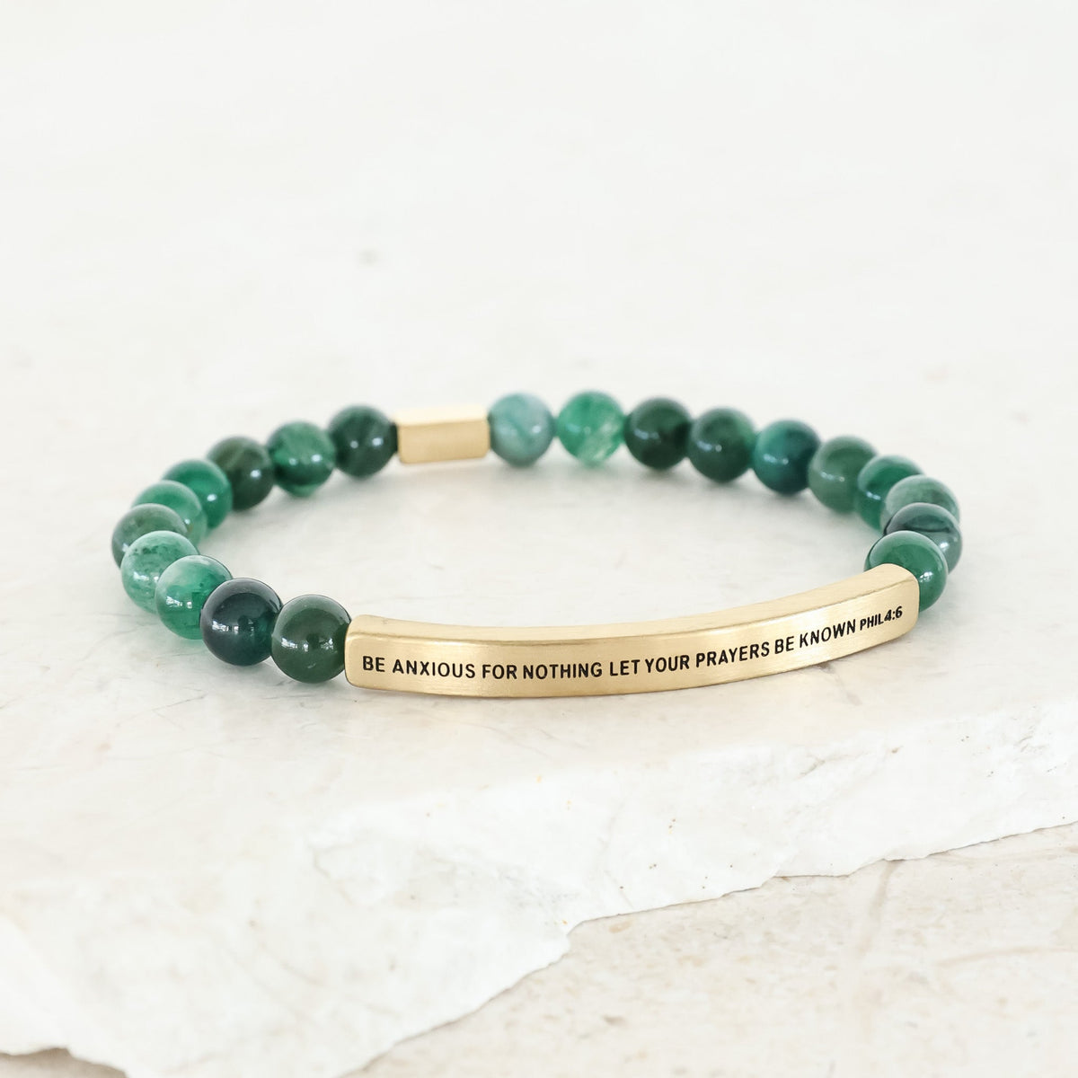 Engraved beaded inspiration prayer bracelet