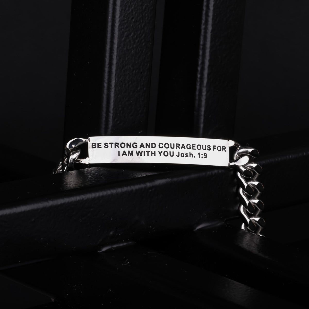 silver engraved chain bracelet for men