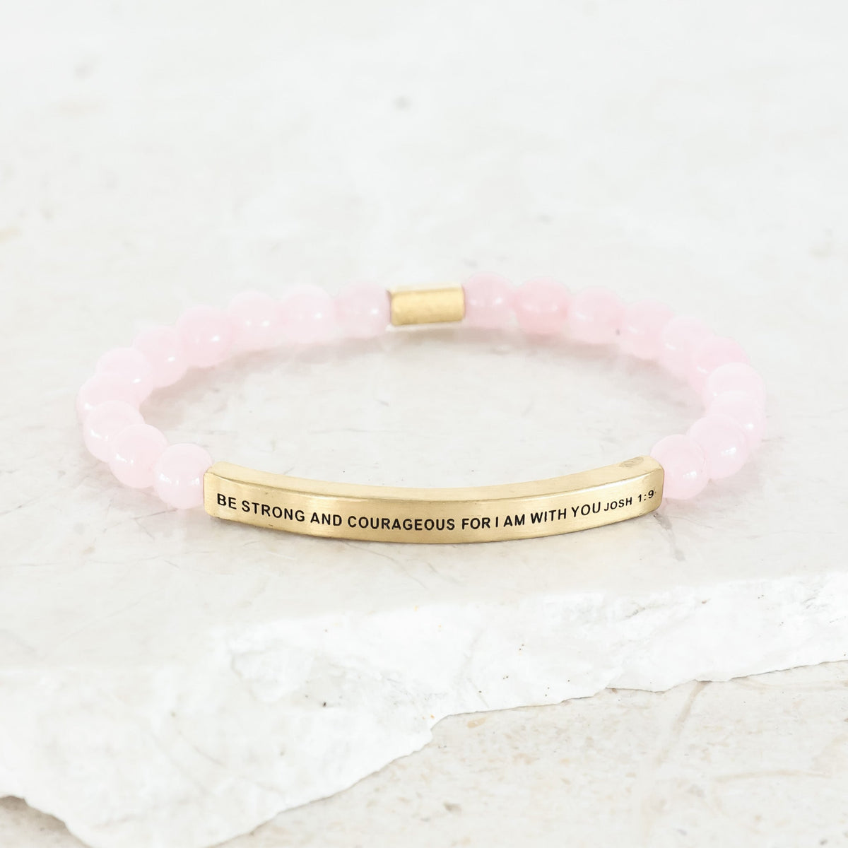 Quartz beaded engraved bracelet