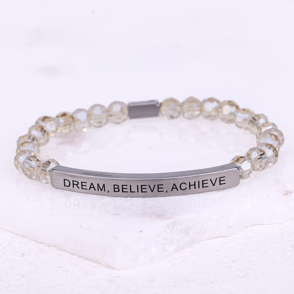 DREAM, BELIEVE, ACHIEVE engraved bracelet