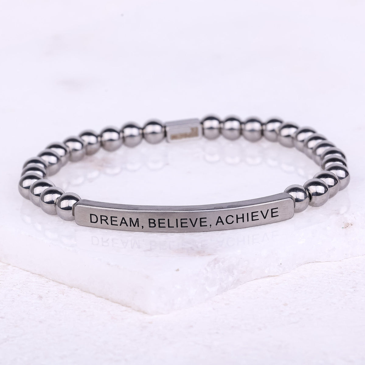 silver beaded bracelet made in usa