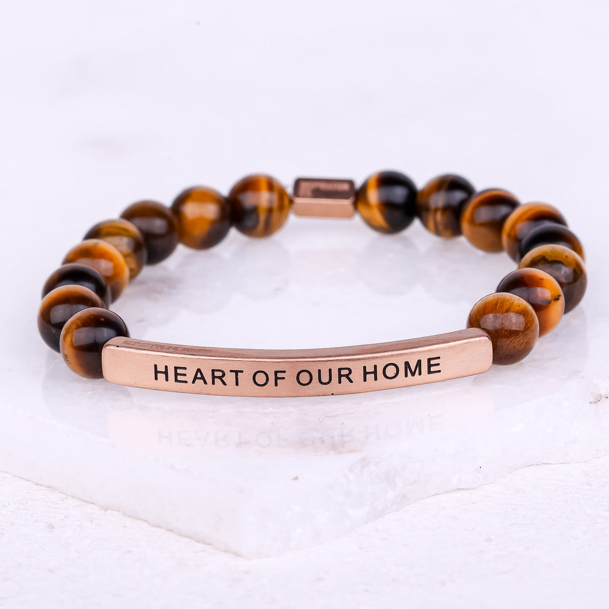 tiger eye engraved beaded bracelet