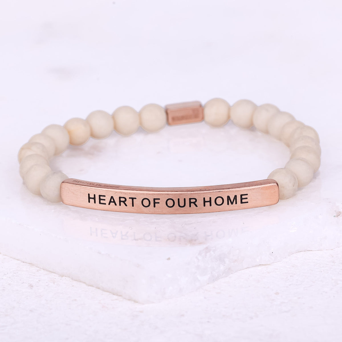 earth stone inspirational message bracelet