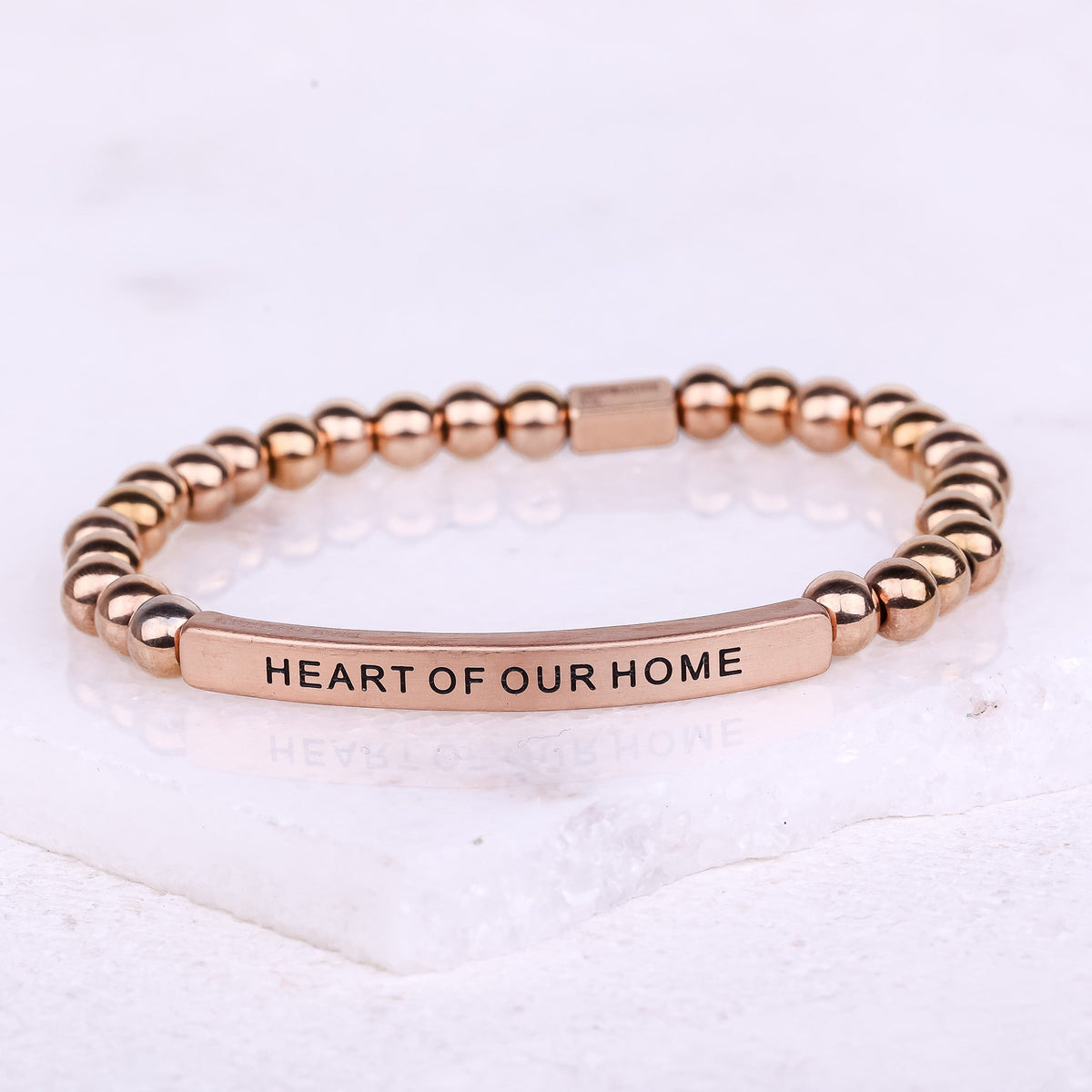 rose gold engraved inspirational bracelet