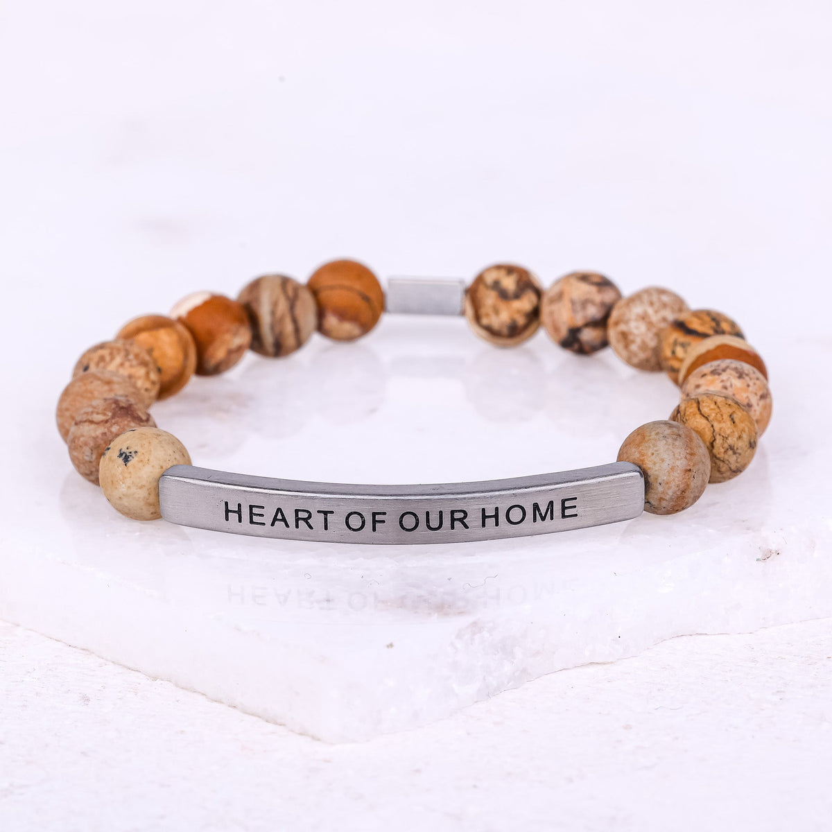 wooden beaded engraved bracelet