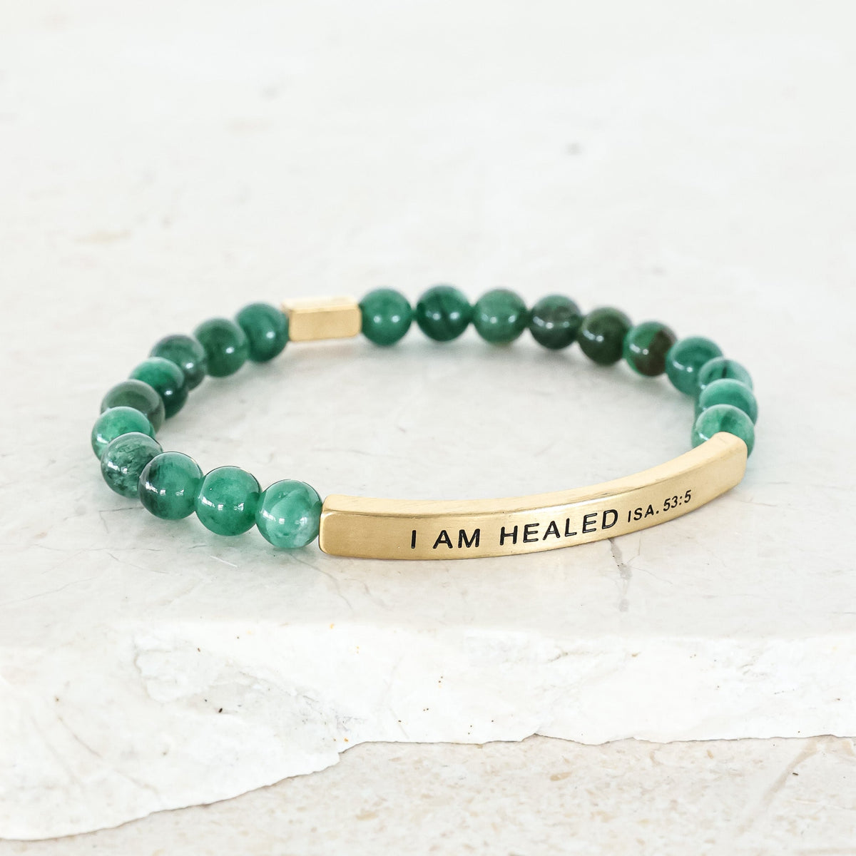 Emerald beaded bracelet made in usa