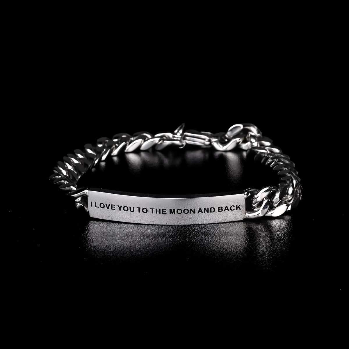 MENS SILVER CHAIN BRACELET WITH ENGRAVING
