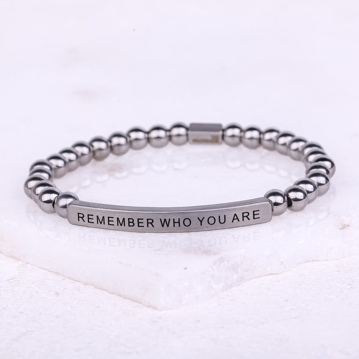 SILVER BEADED BRACELET MADE IN USA