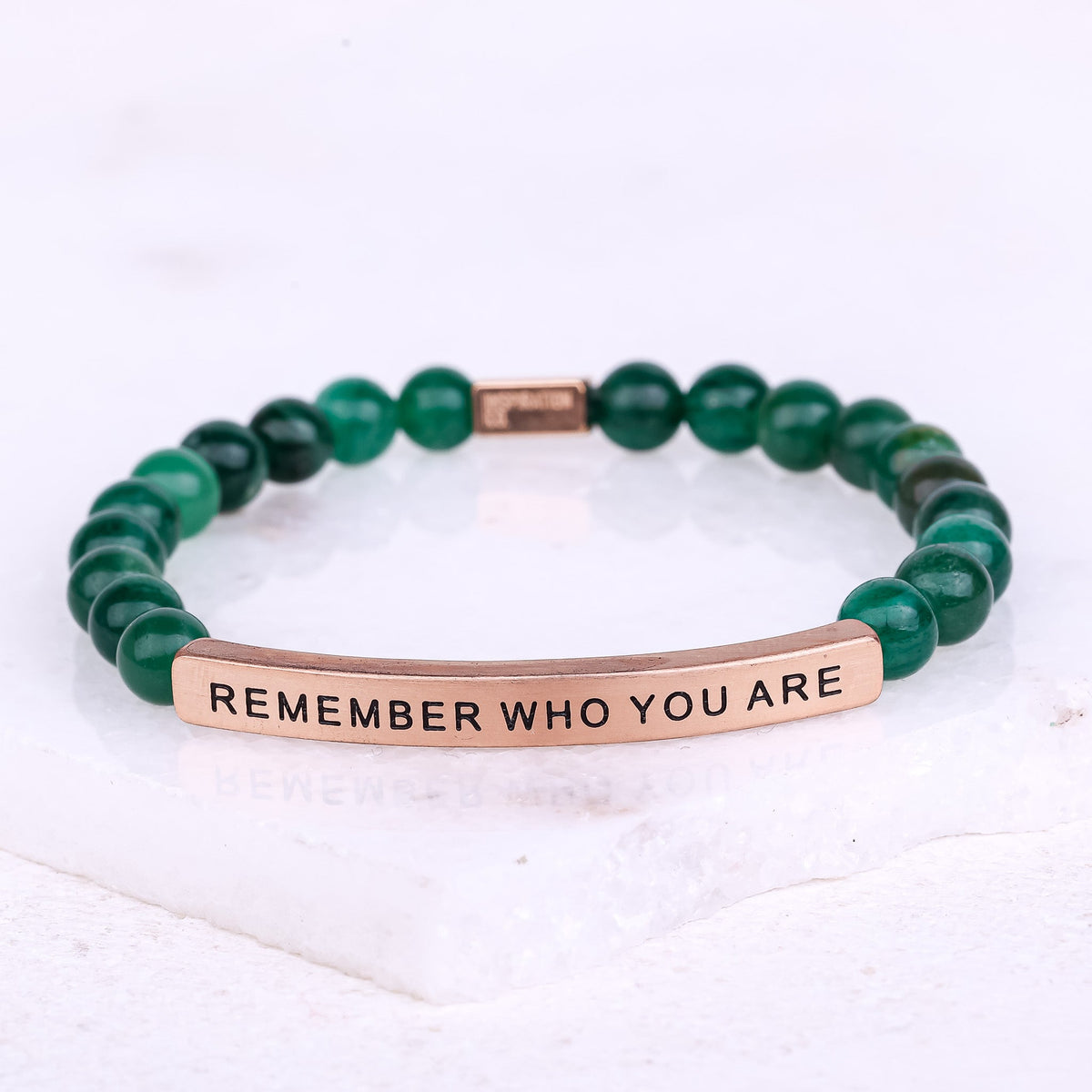 beaded bracelet with engraved inspirational message