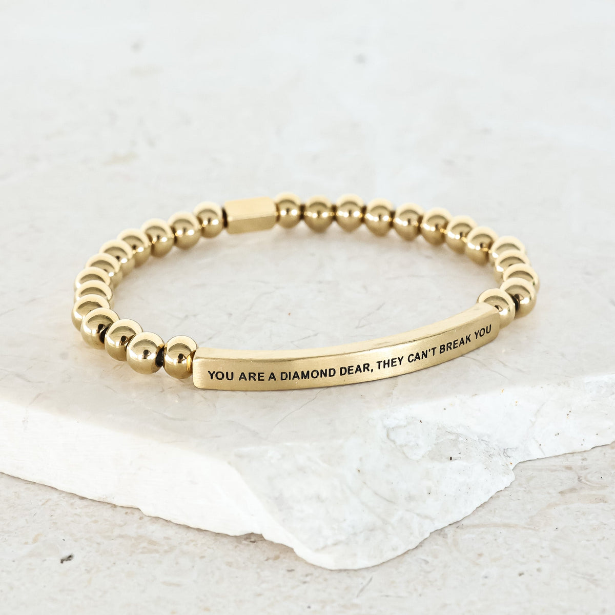 gold beaded bracelet made in usa