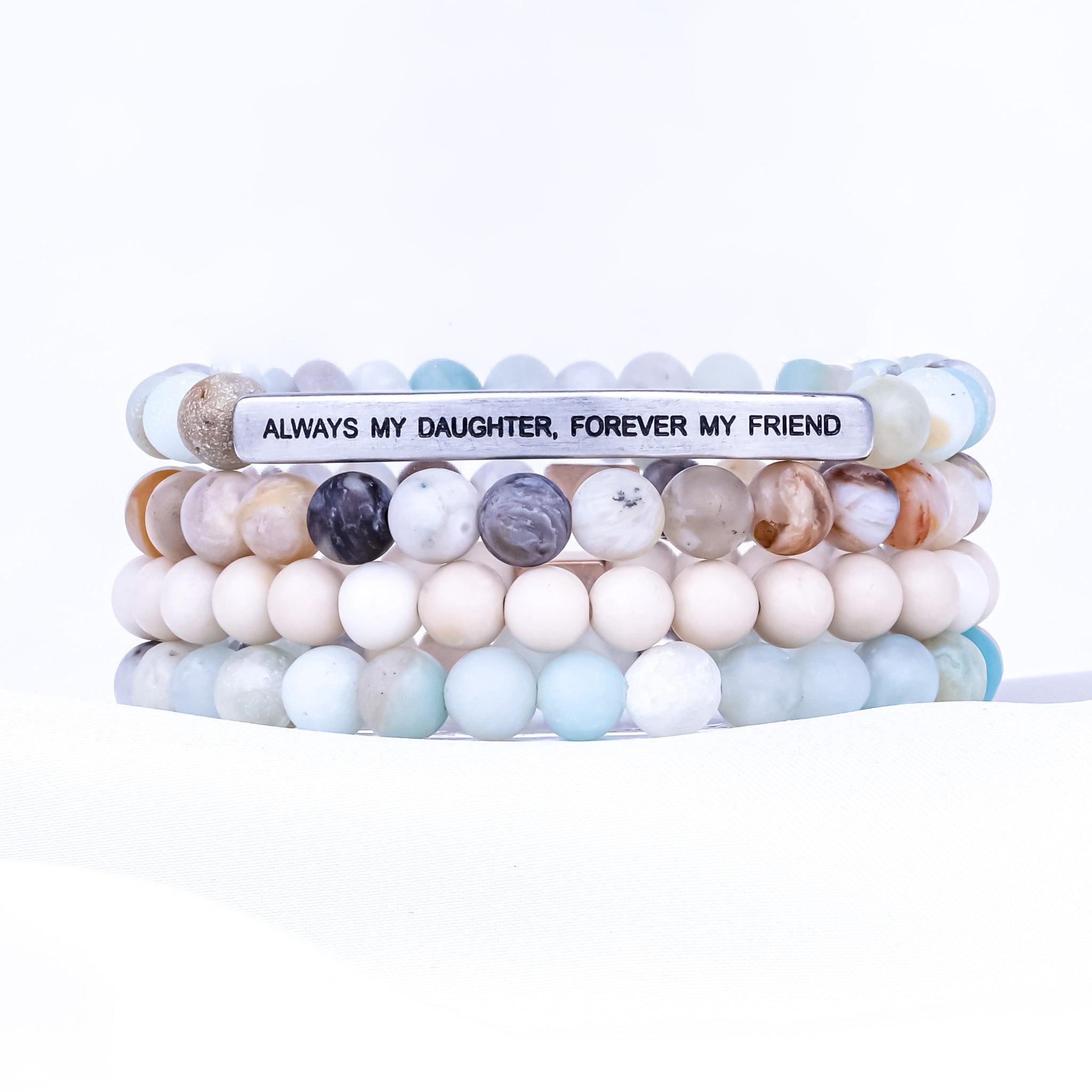 ALWAYS MY DAUGHTER 4 BRACELET GIFT SET - AMAZONITE - Inspiration Co.