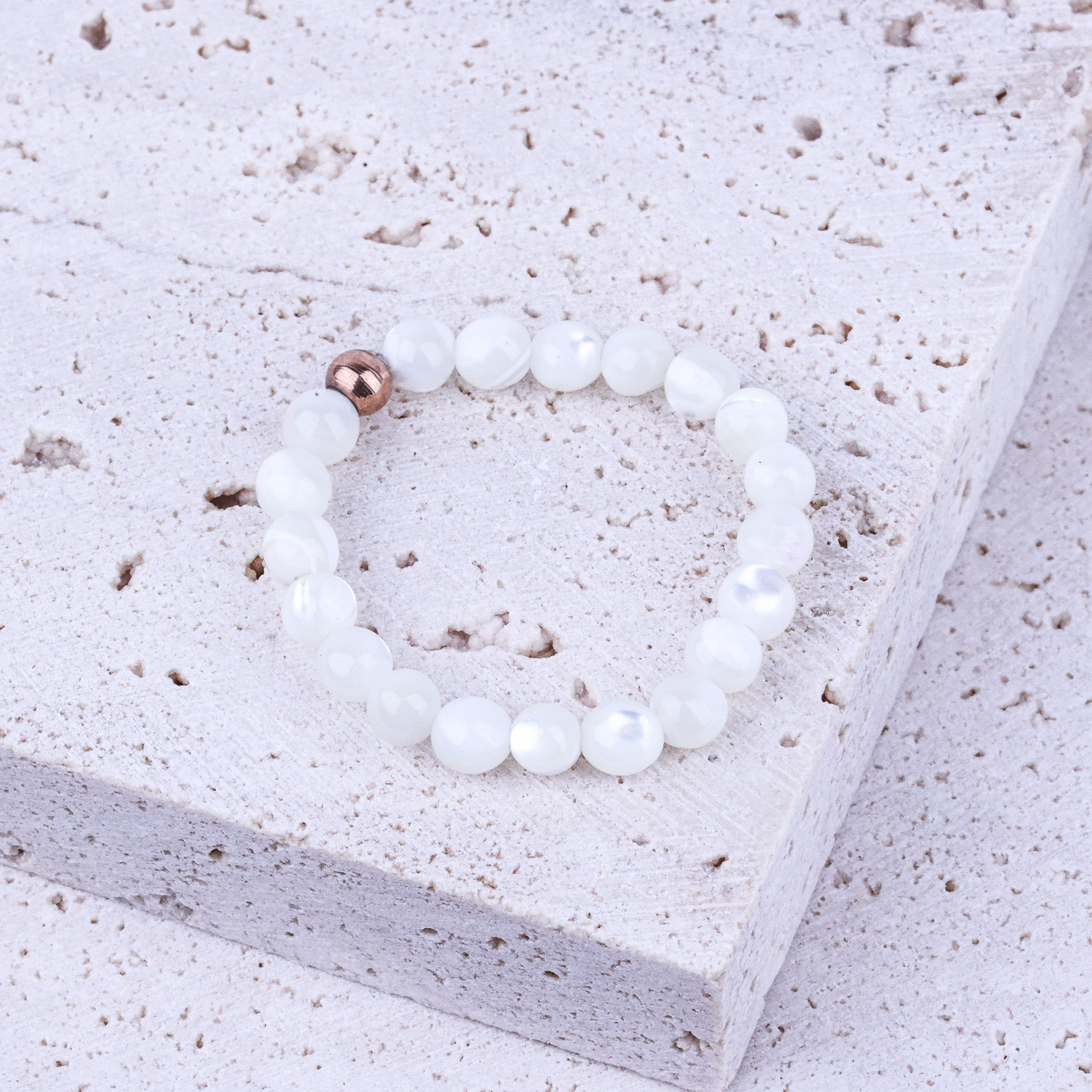 EARTHSTONE STRETCH RING - MOTHER OF PEARL - Inspiration Co.