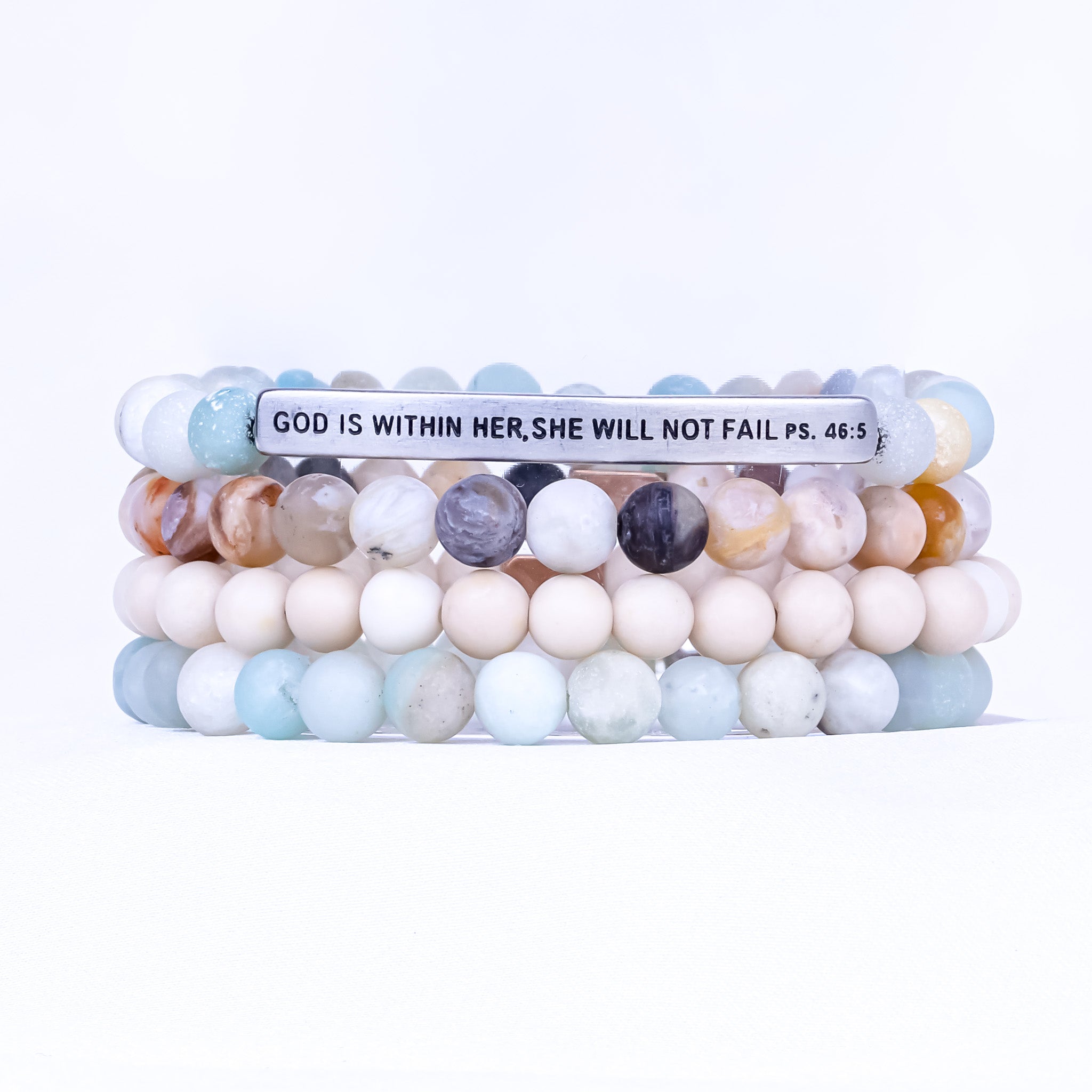 GOD IS WITHIN HER 4 BRACELET GIFT SET - AMAZONITE - Inspiration Co.