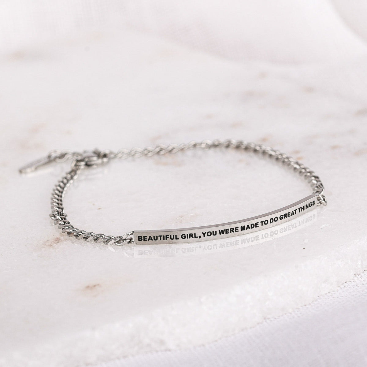 silver chain bracelet engraved