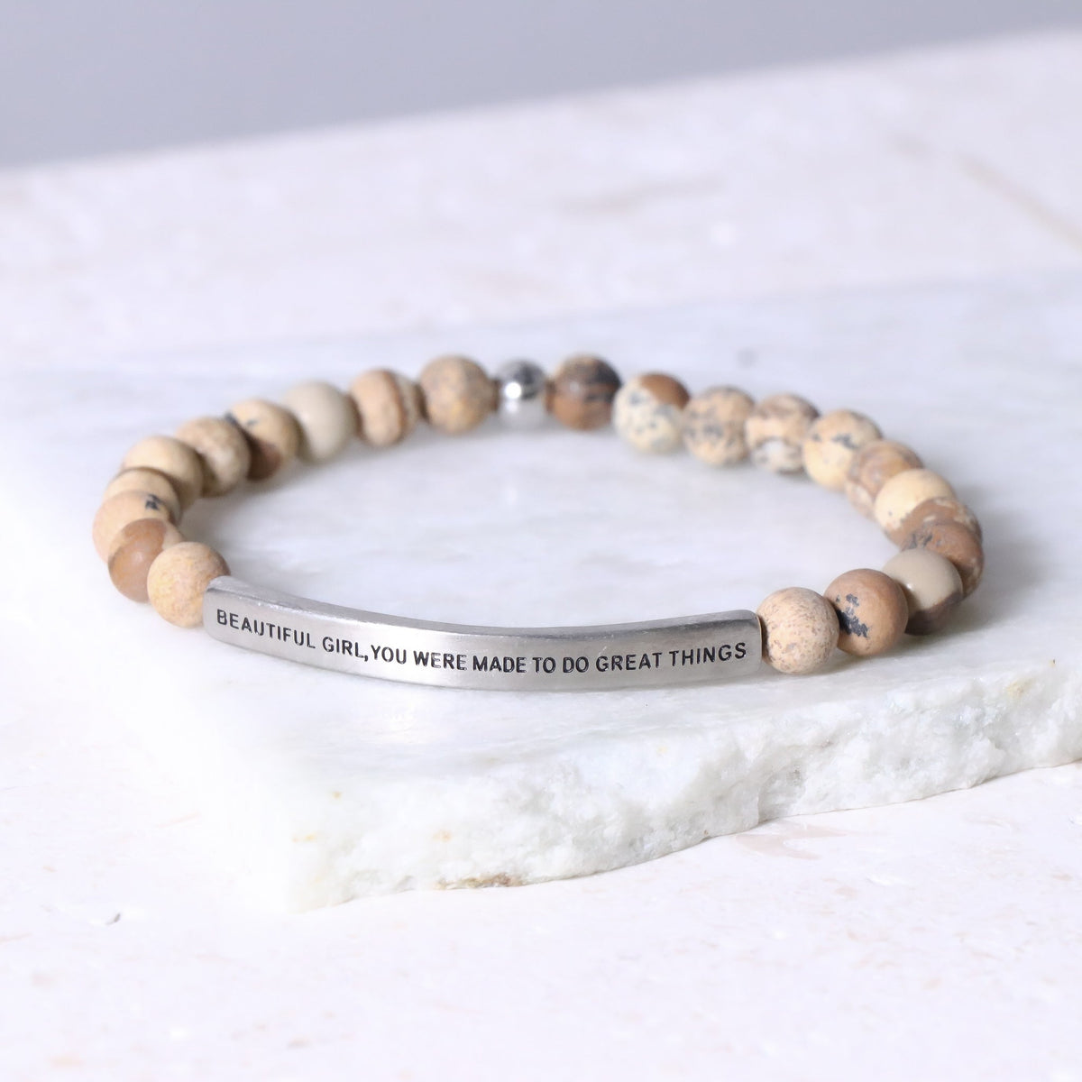 Engraved beaded inspiration bracelet