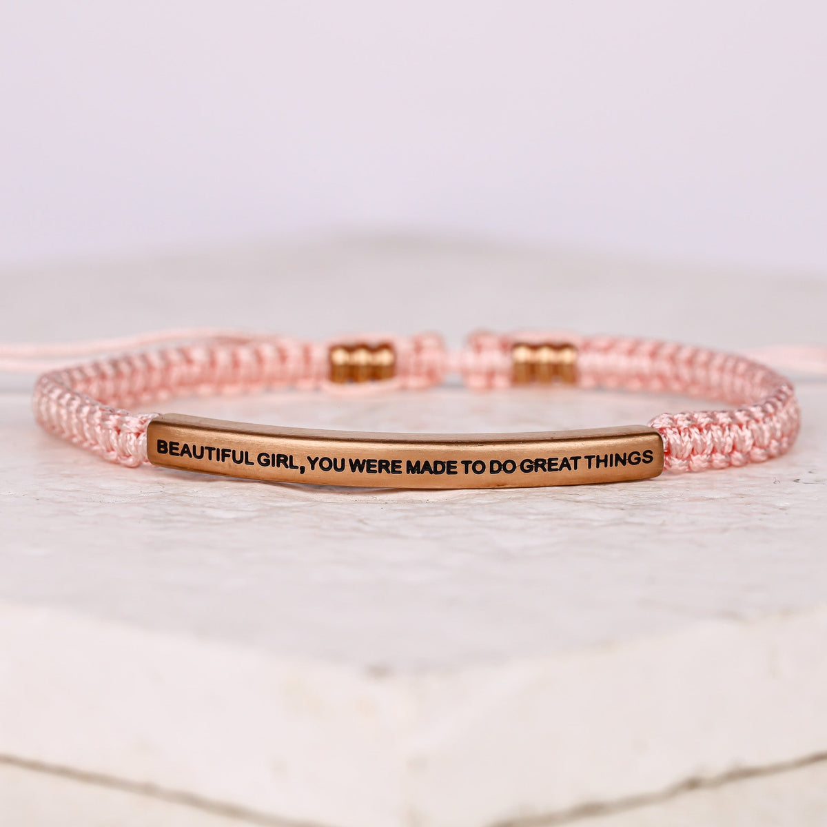 Positive engraved message bracelet gift for her