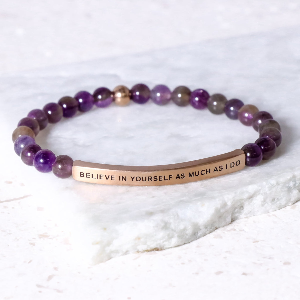 Beaded inspirational engraved bracelet
