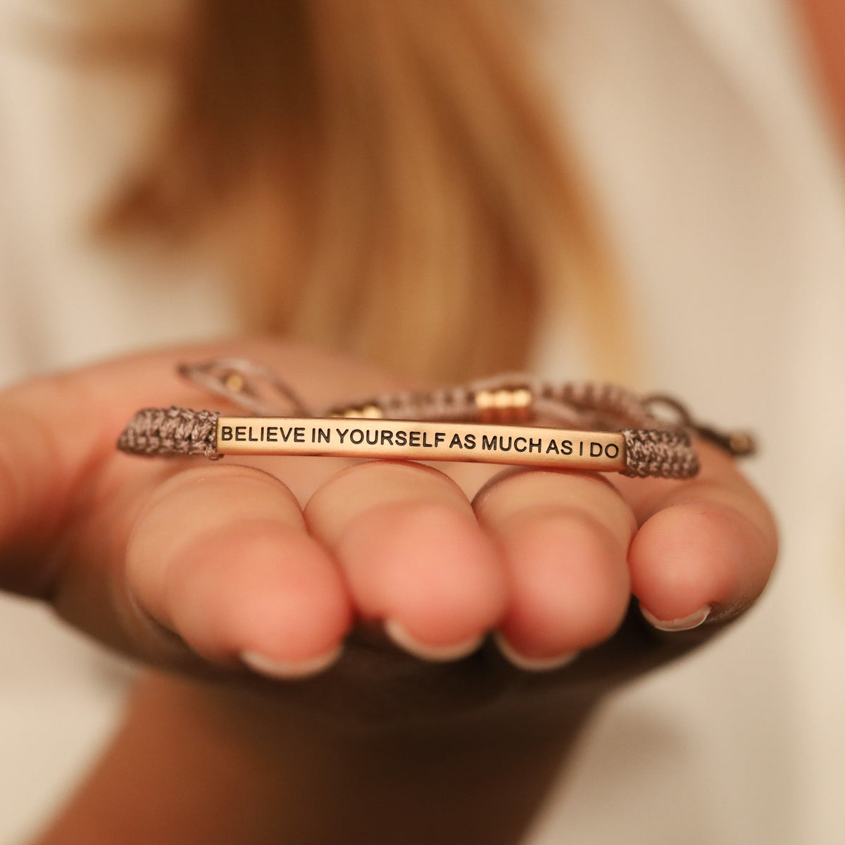 BELIEVE IN YOURSELF AS MUCH AS I DO engraved bracelet