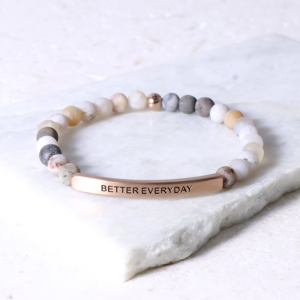BETTER EVERYDAY Engraved beaded message bracelet