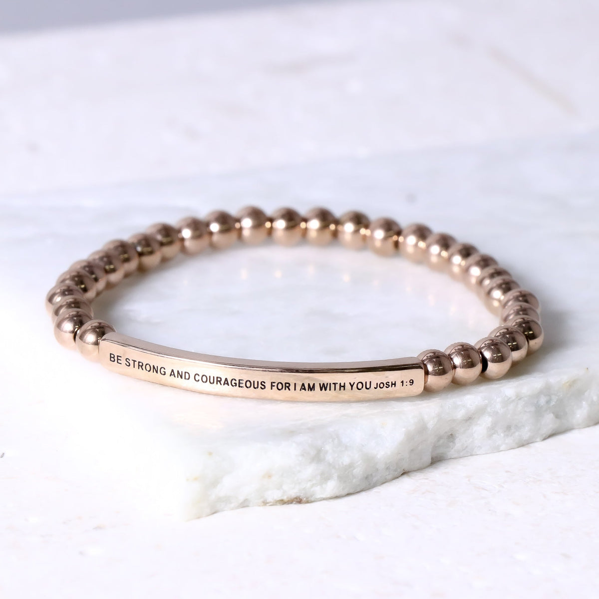 Rose gold engraved inspirational bracelet
