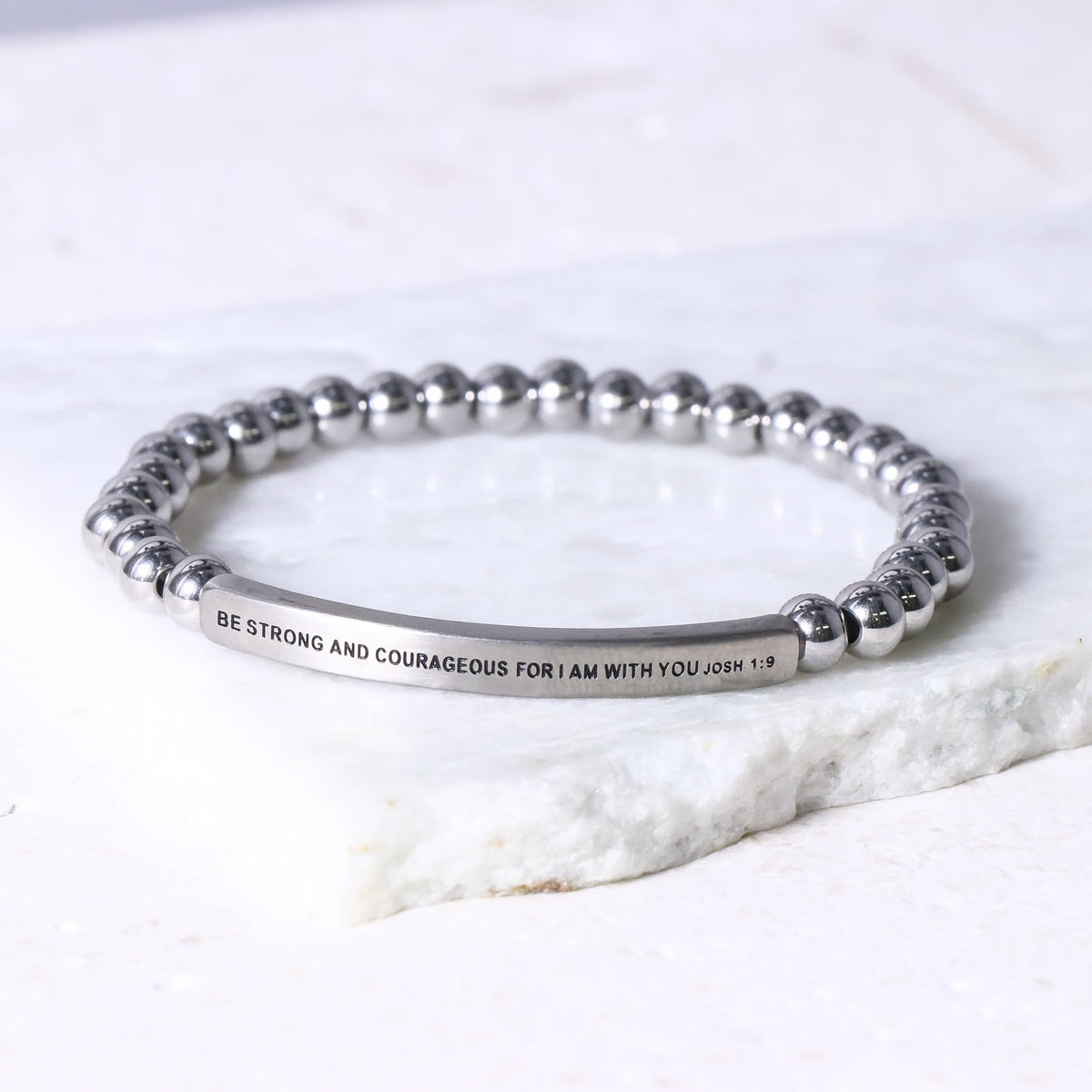 Silver beaded scripture bracelet
