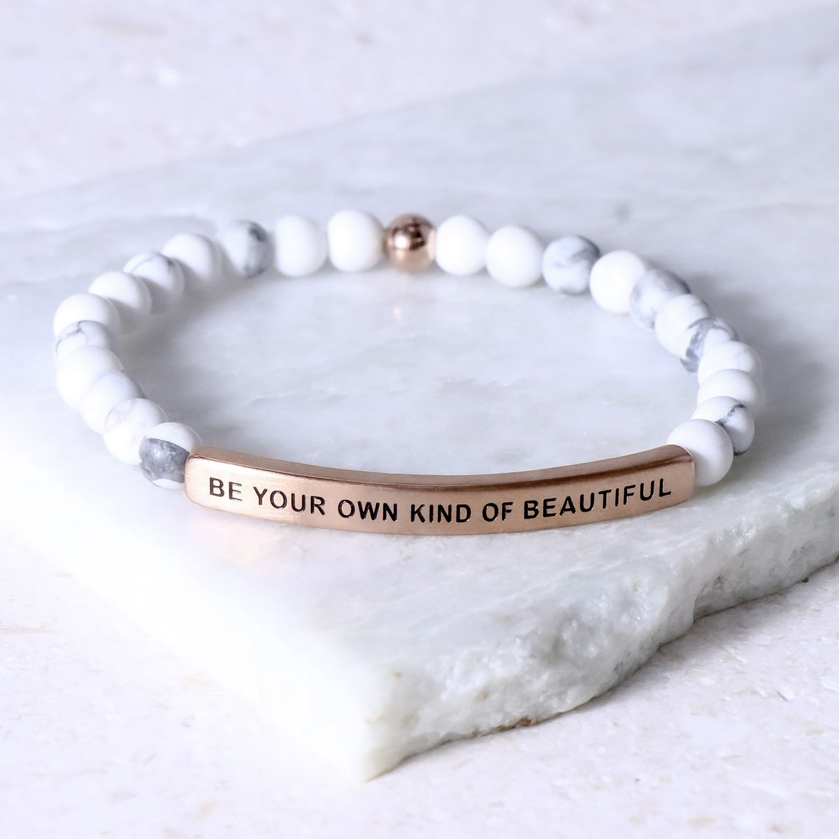Gemstone message bar bracelet