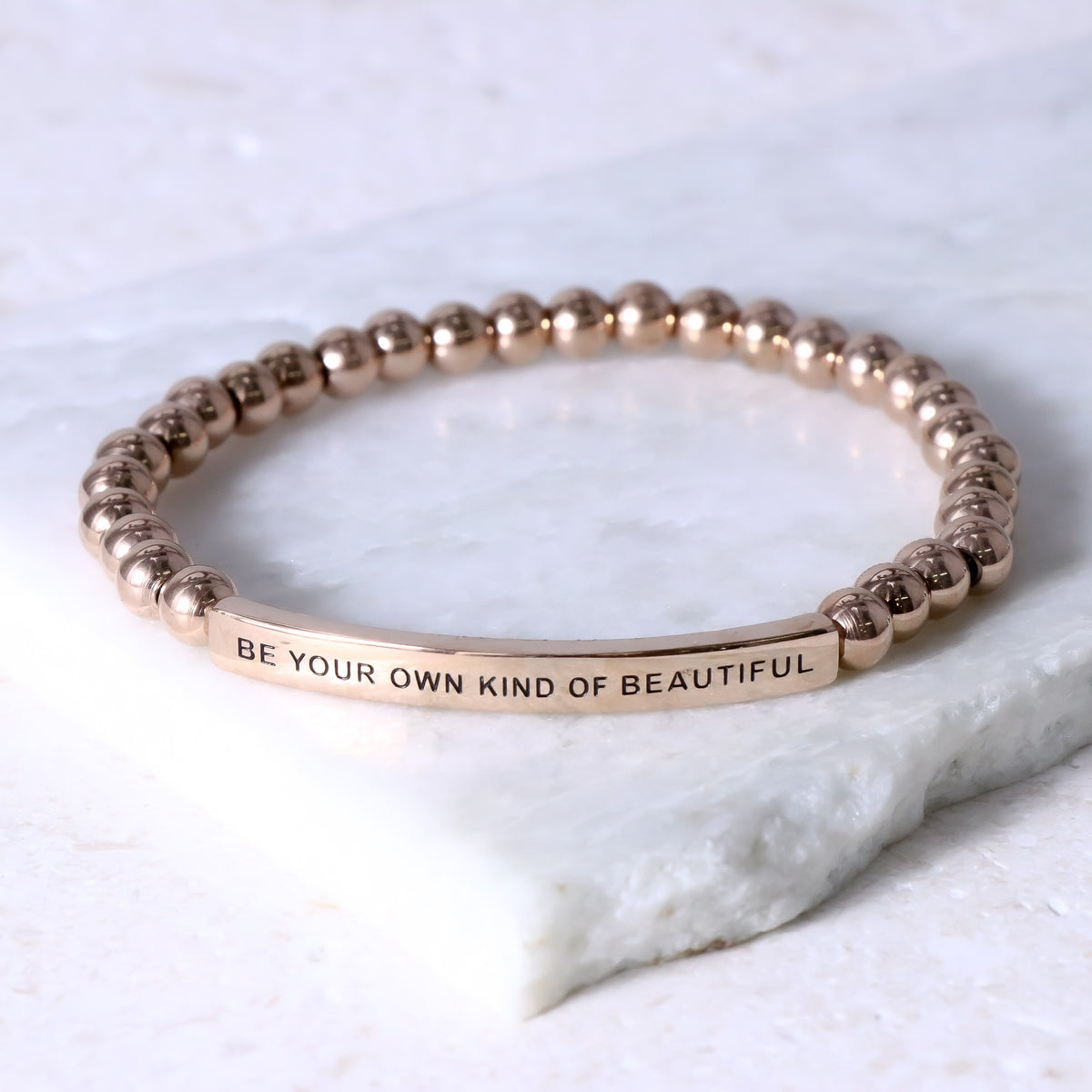 Rose gold beaded inspiration bracelet