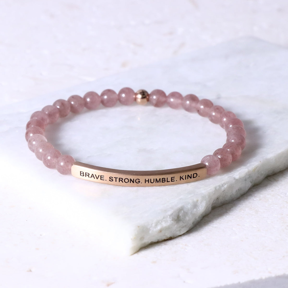 Affirmation engraved gemstone bracelet