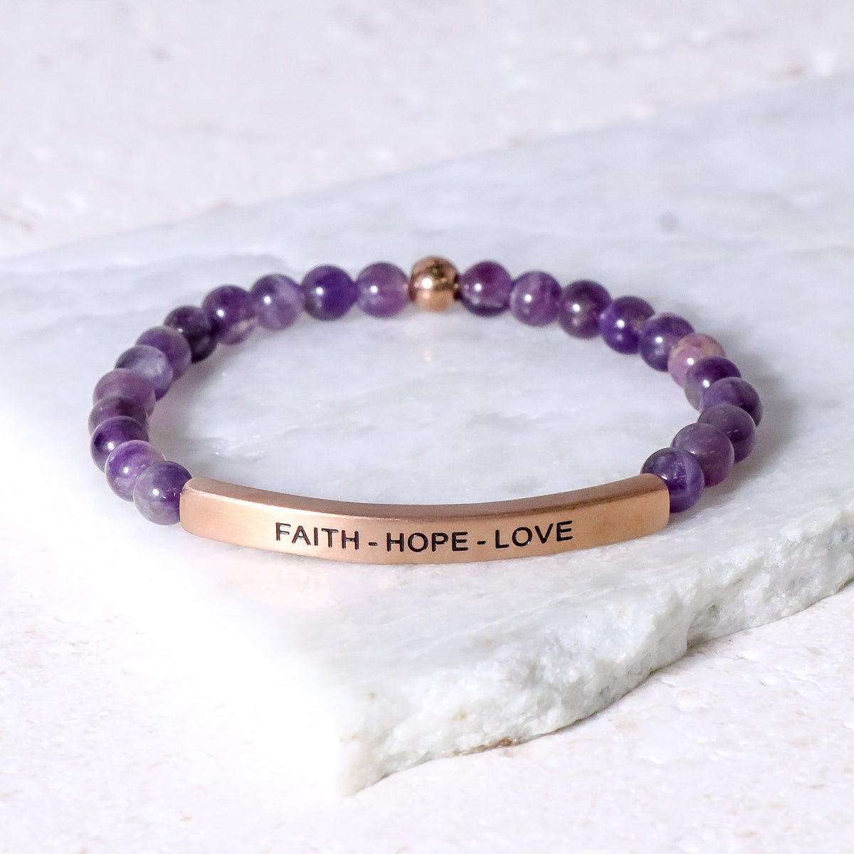 Inspirational beaded engraved bracelet