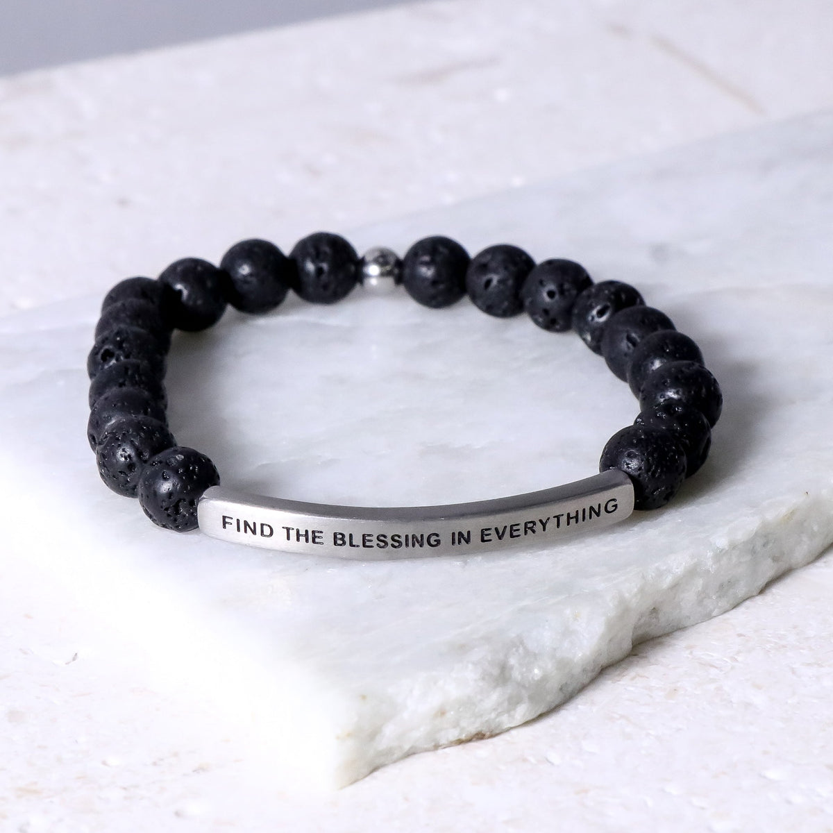 Inspiring engraved beaded bracelet