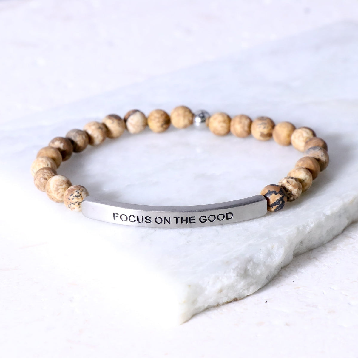 Inspiration engraved beaded bracelet