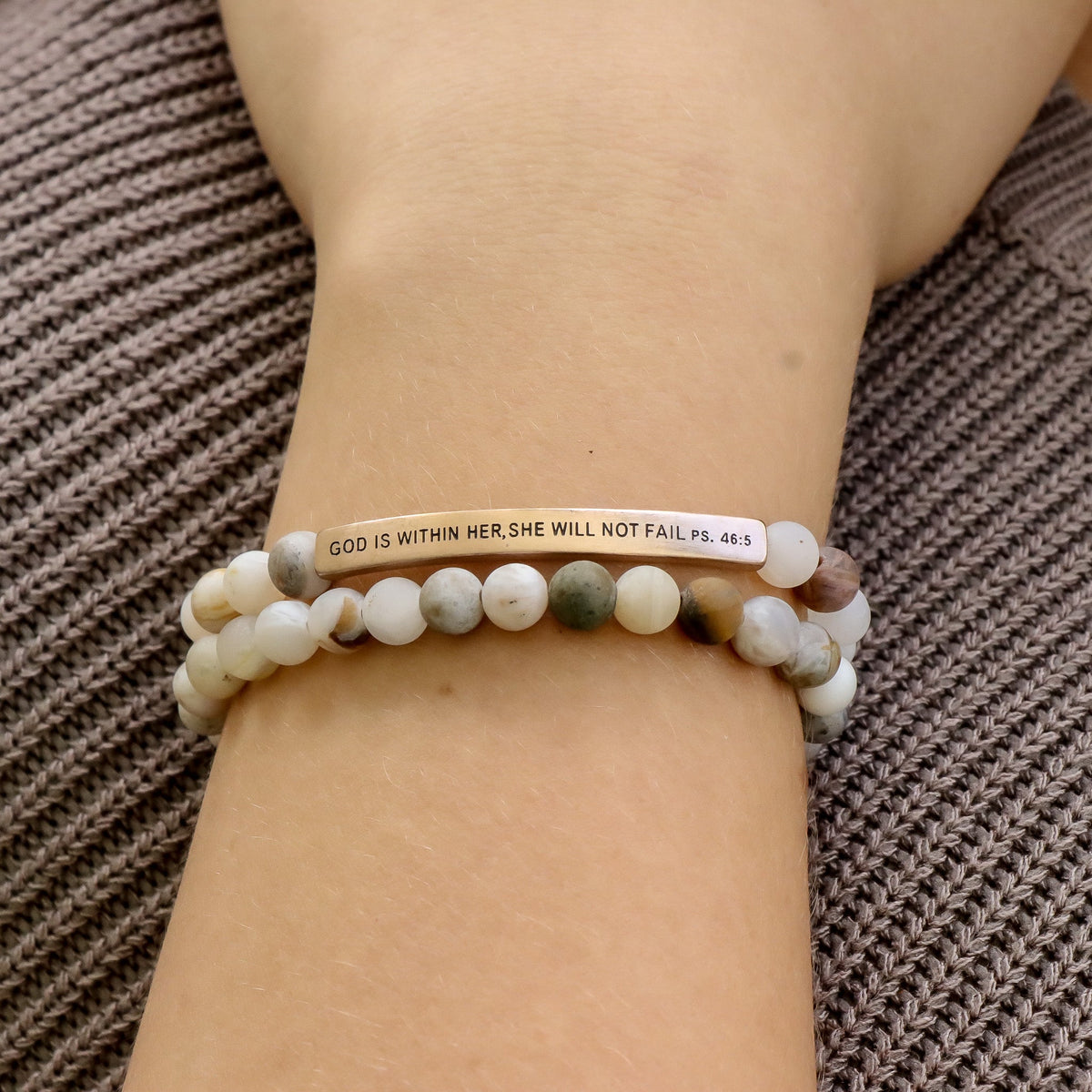 GOD IS WITHIN HER SHE WILL NOT FAIL engraved bracelet