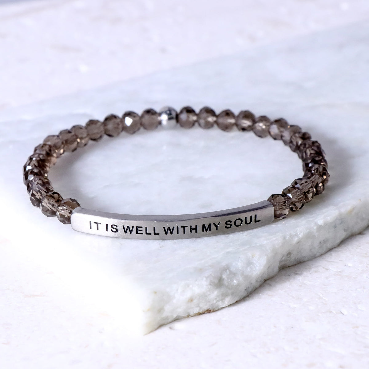black diamond crystal beaded inspirational beacelet
