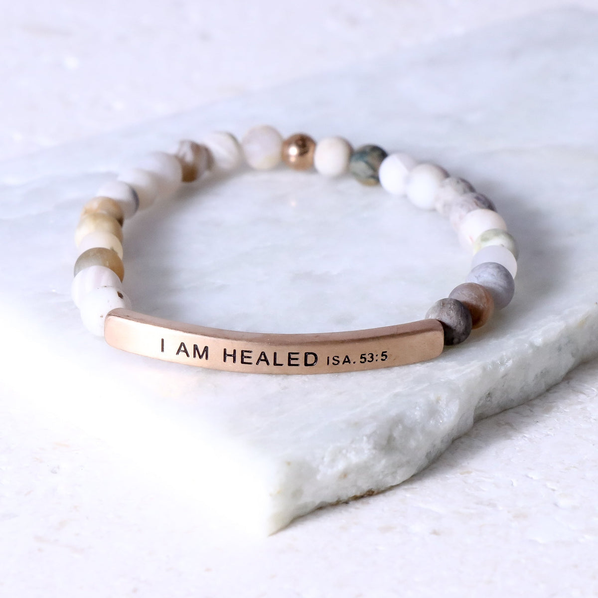 earth stone engraved bracelet