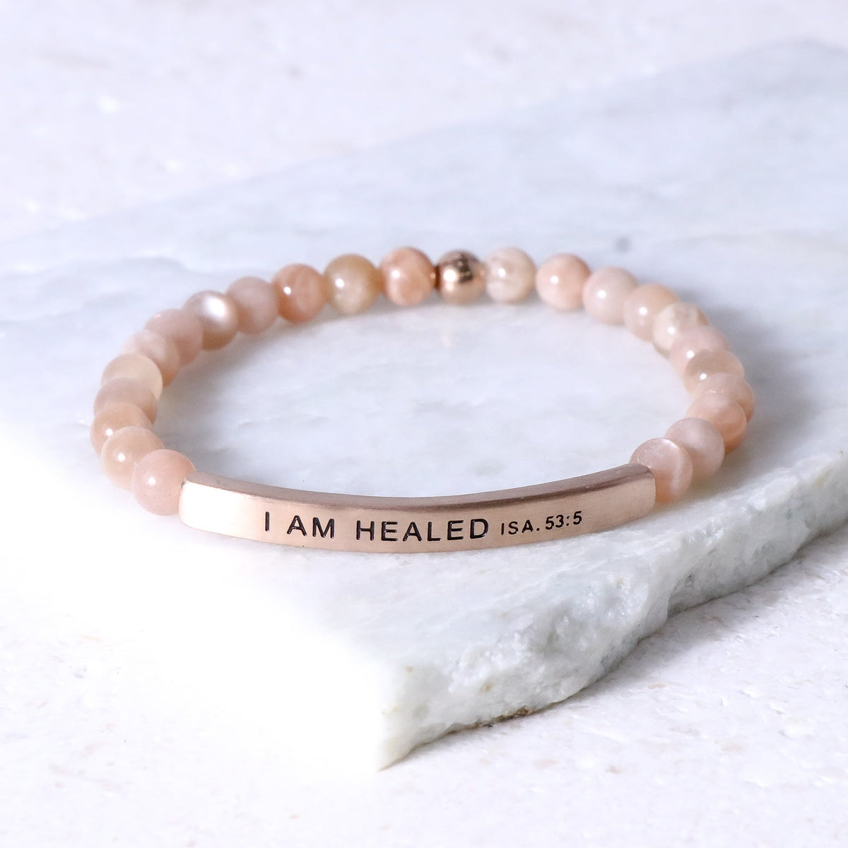 engraved beaded motivational bracelet