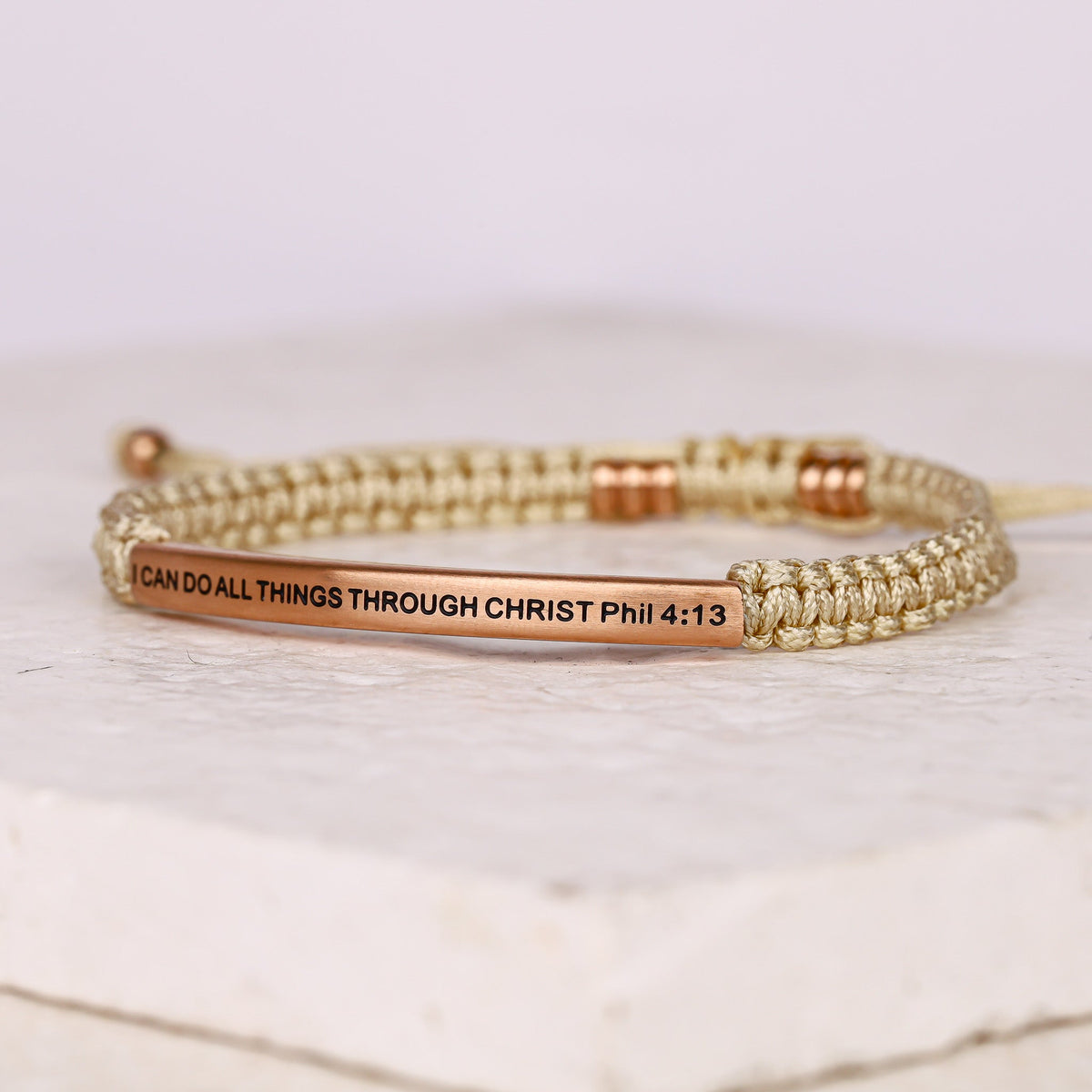 engraved inspirational rope bracelet