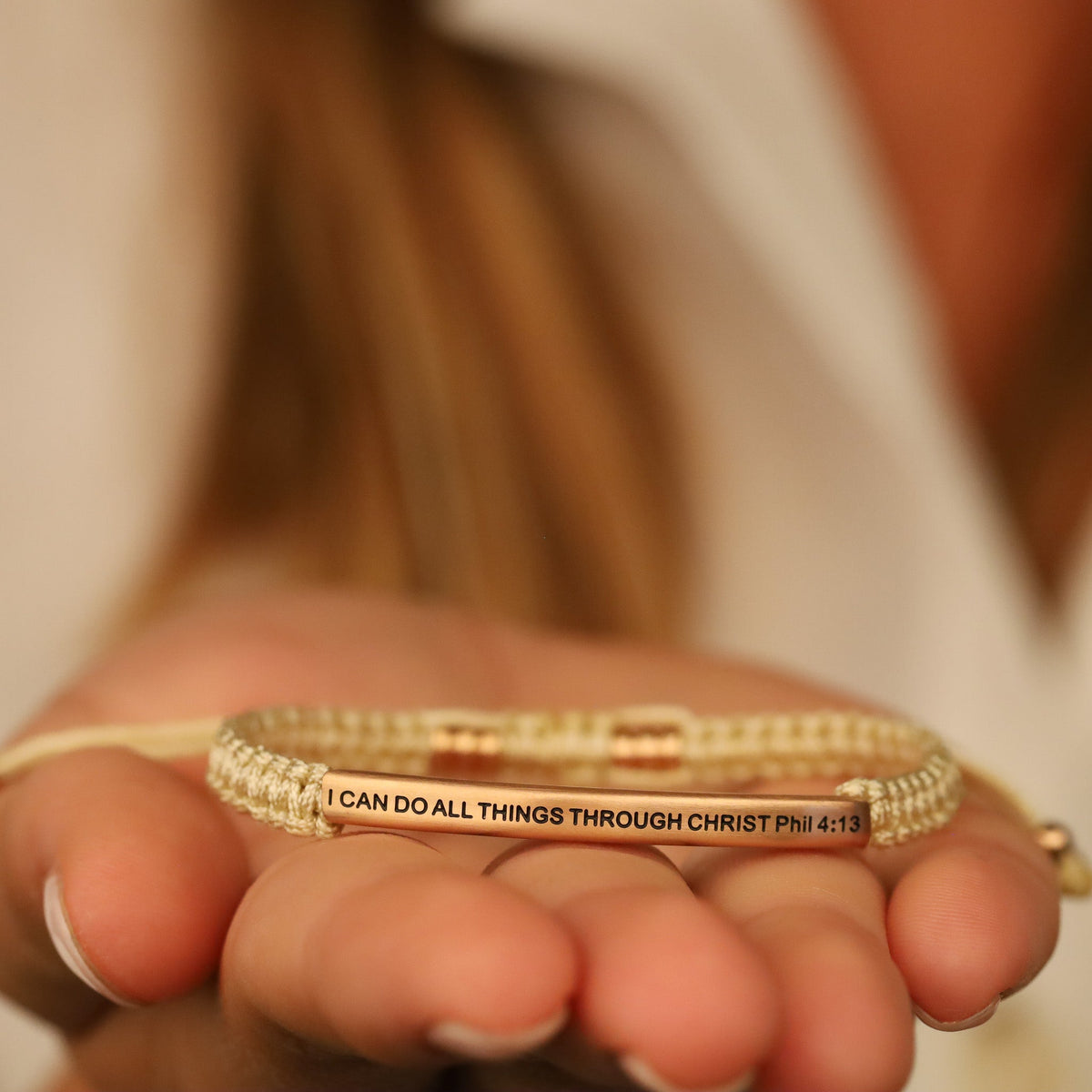 engraved scripture rope bracelet
