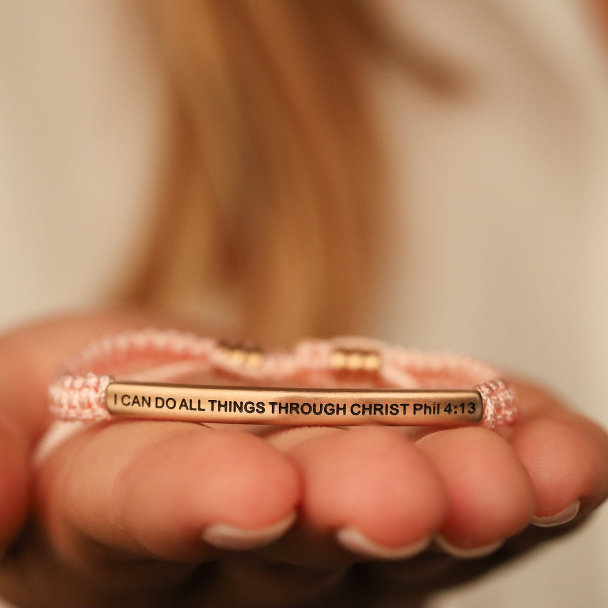 woven pink rope bracelet