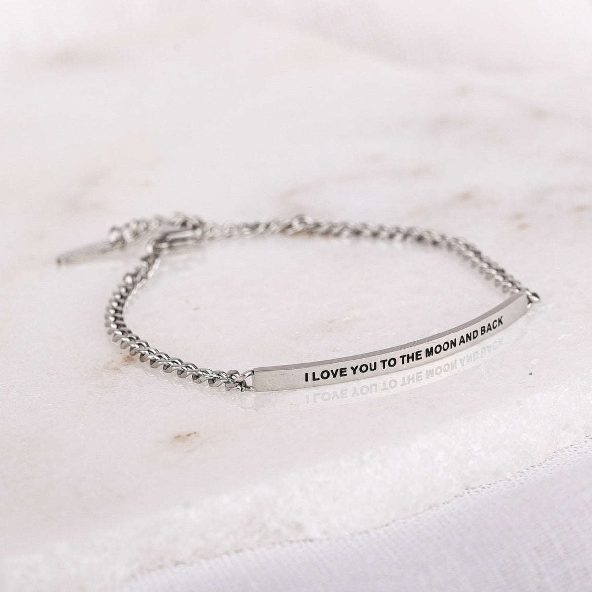 silver engraved chain bracelet for women