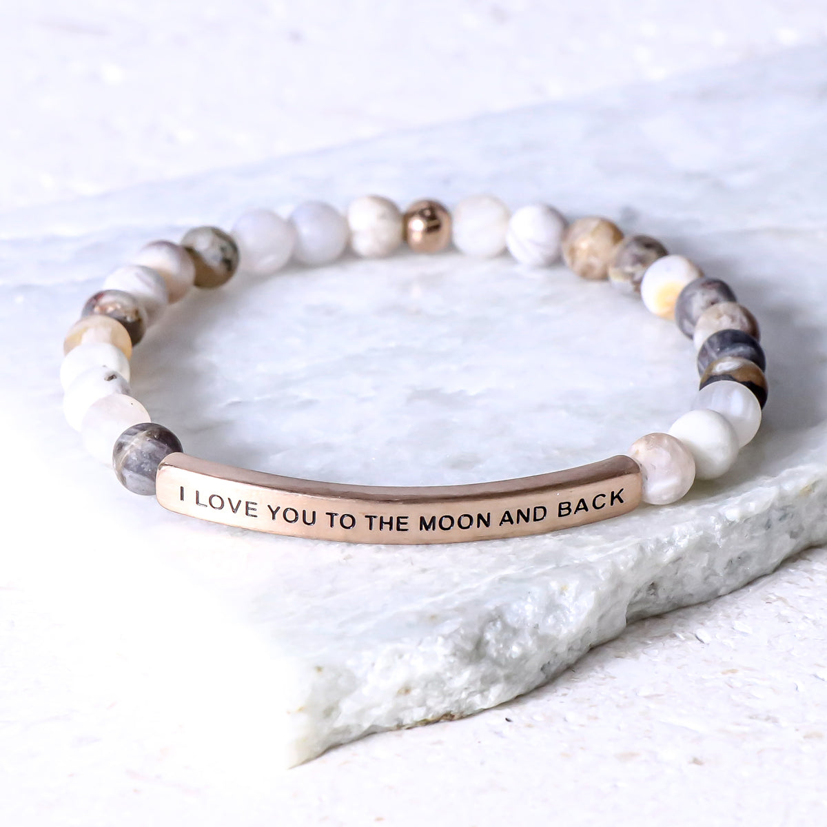 I LOVE YOU TO THE MOON AND BACK beaded bracelet
