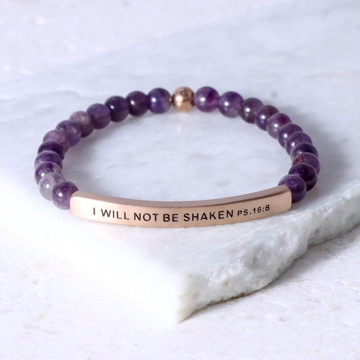 Inspirational Scripture bracelet representing faith, strength, and courage