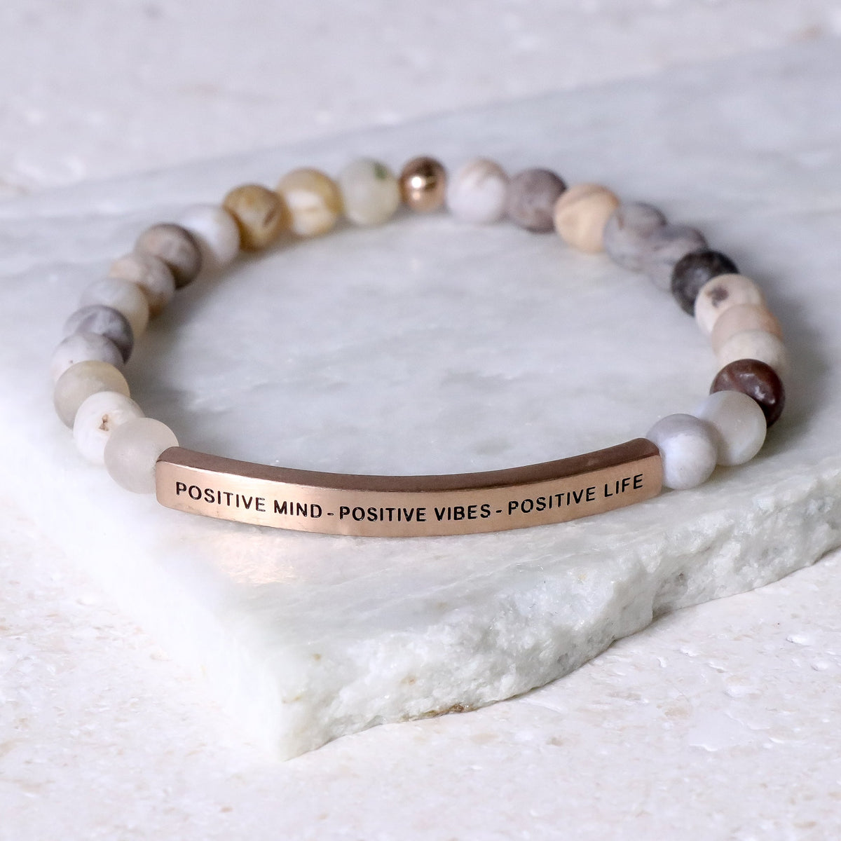inspirational engraved beaded bracelet
