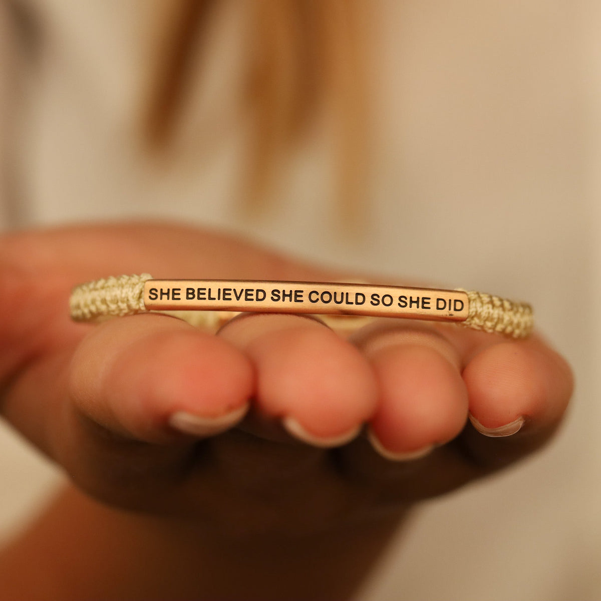 Meaningful rope bracelet celebrating confidence, courage, and achievement
