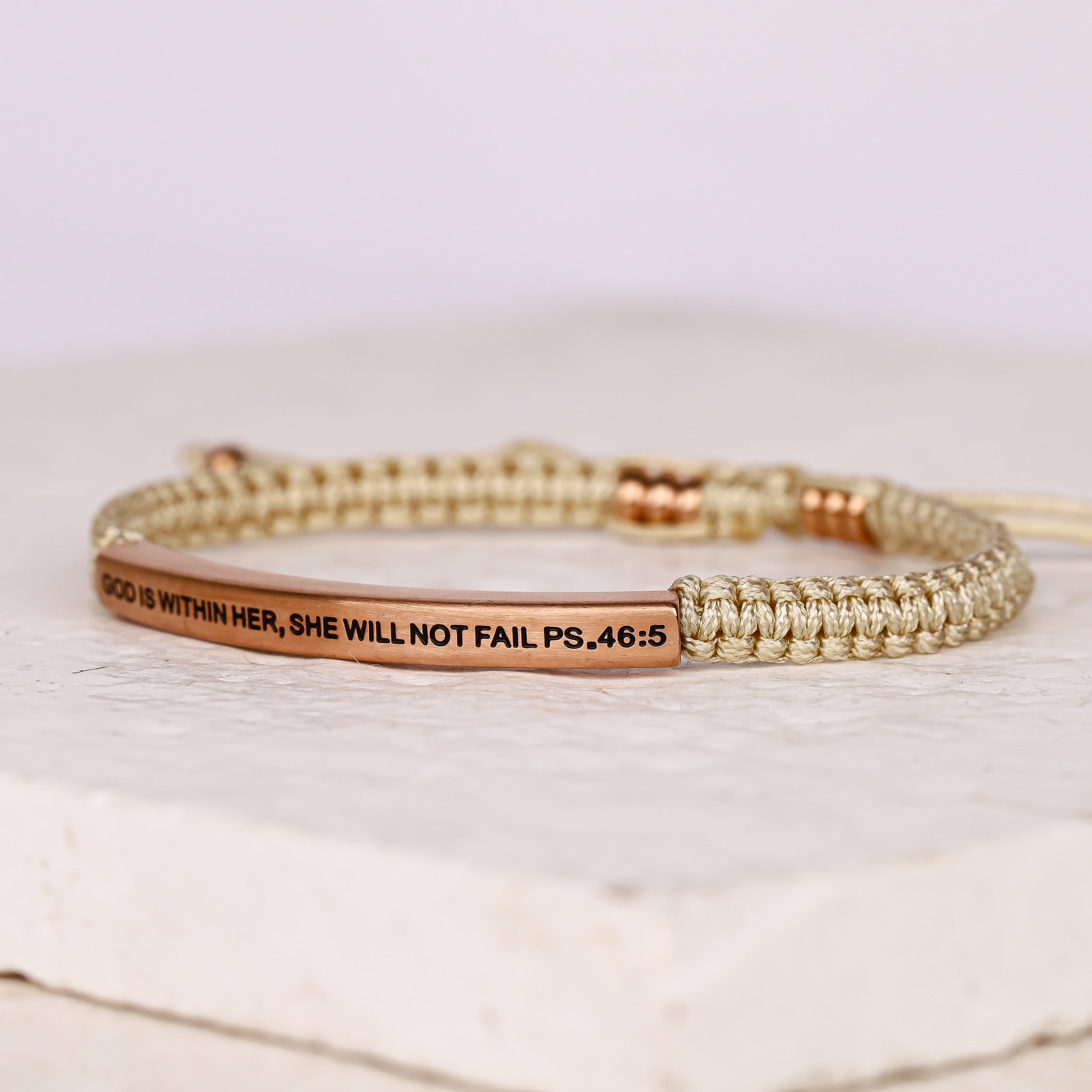 GOD IS WITHIN HER, SHE WILL NOT FAIL ROPE BRACELET - Inspiration Co.