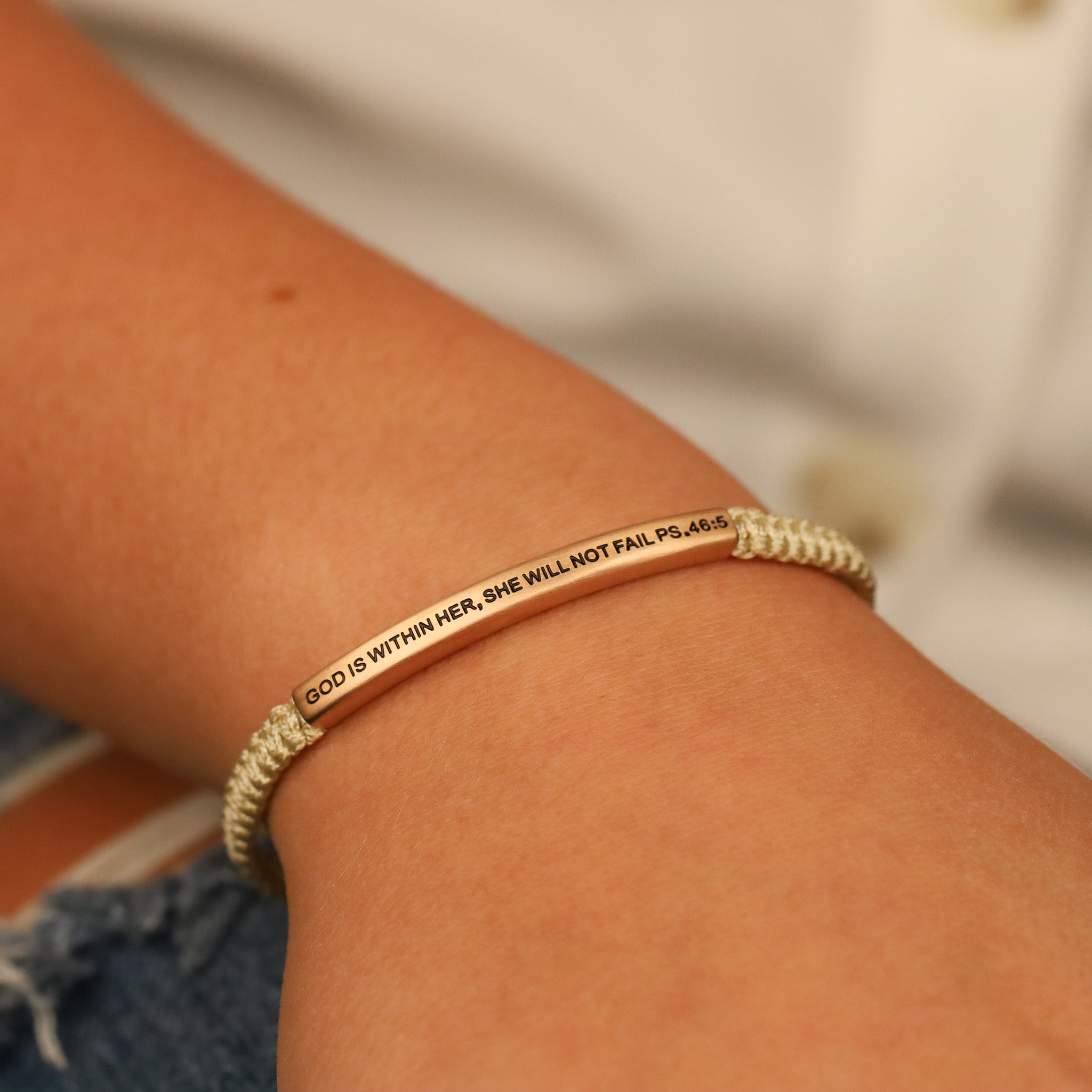 GOD IS WITHIN HER, SHE WILL NOT FAIL ROPE BRACELET - Inspiration Co.