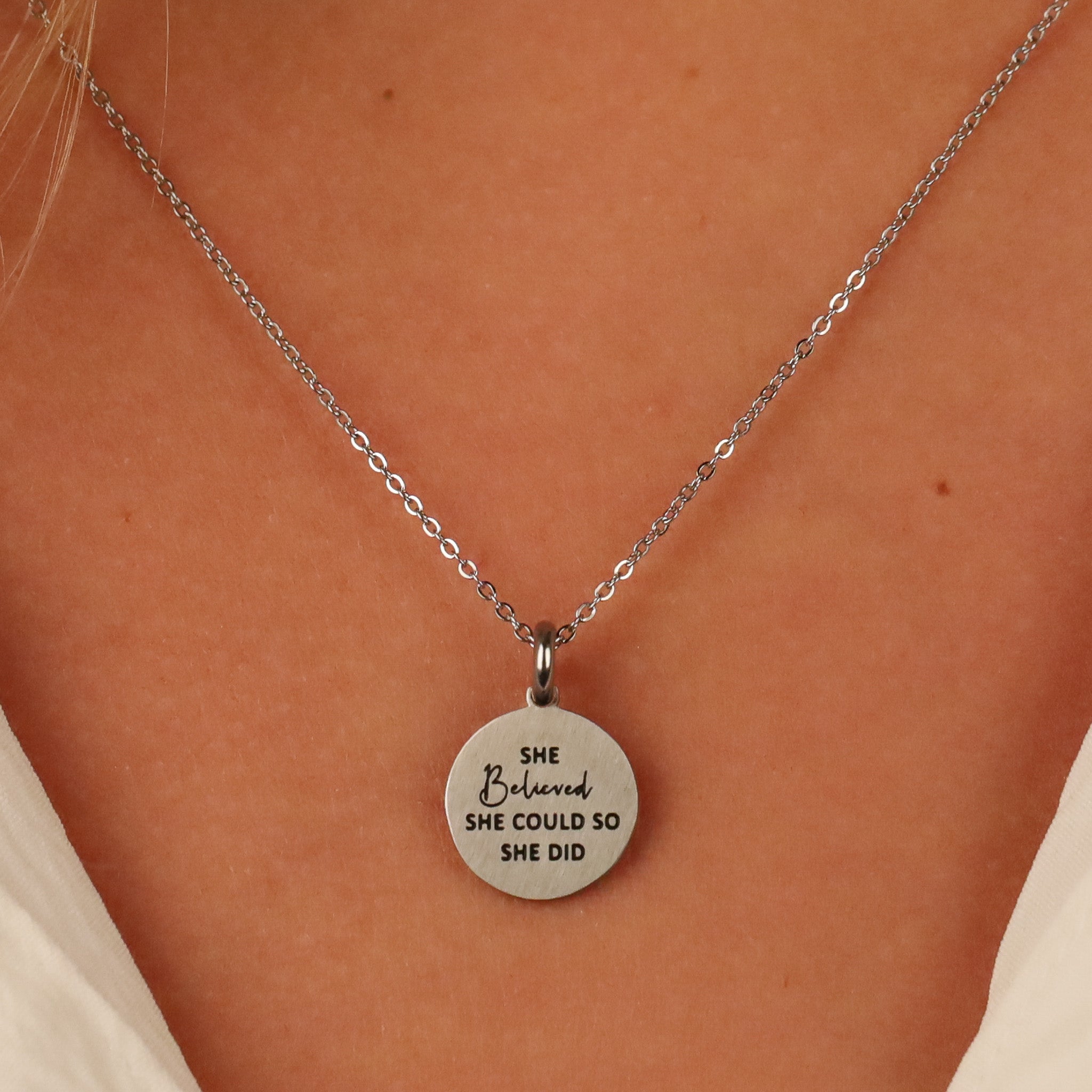 SHE BELIEVED SHE COULD SO SHE DID PENDANT - Inspiration Co.