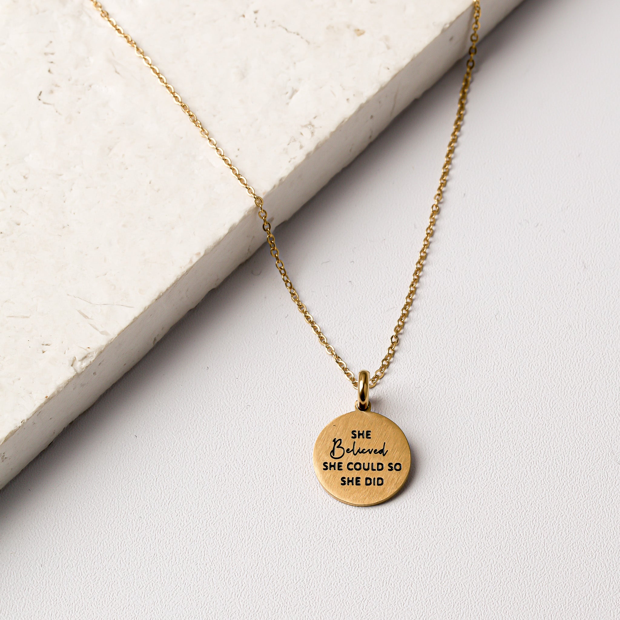 SHE BELIEVED SHE COULD SO SHE DID PENDANT - Inspiration Co.
